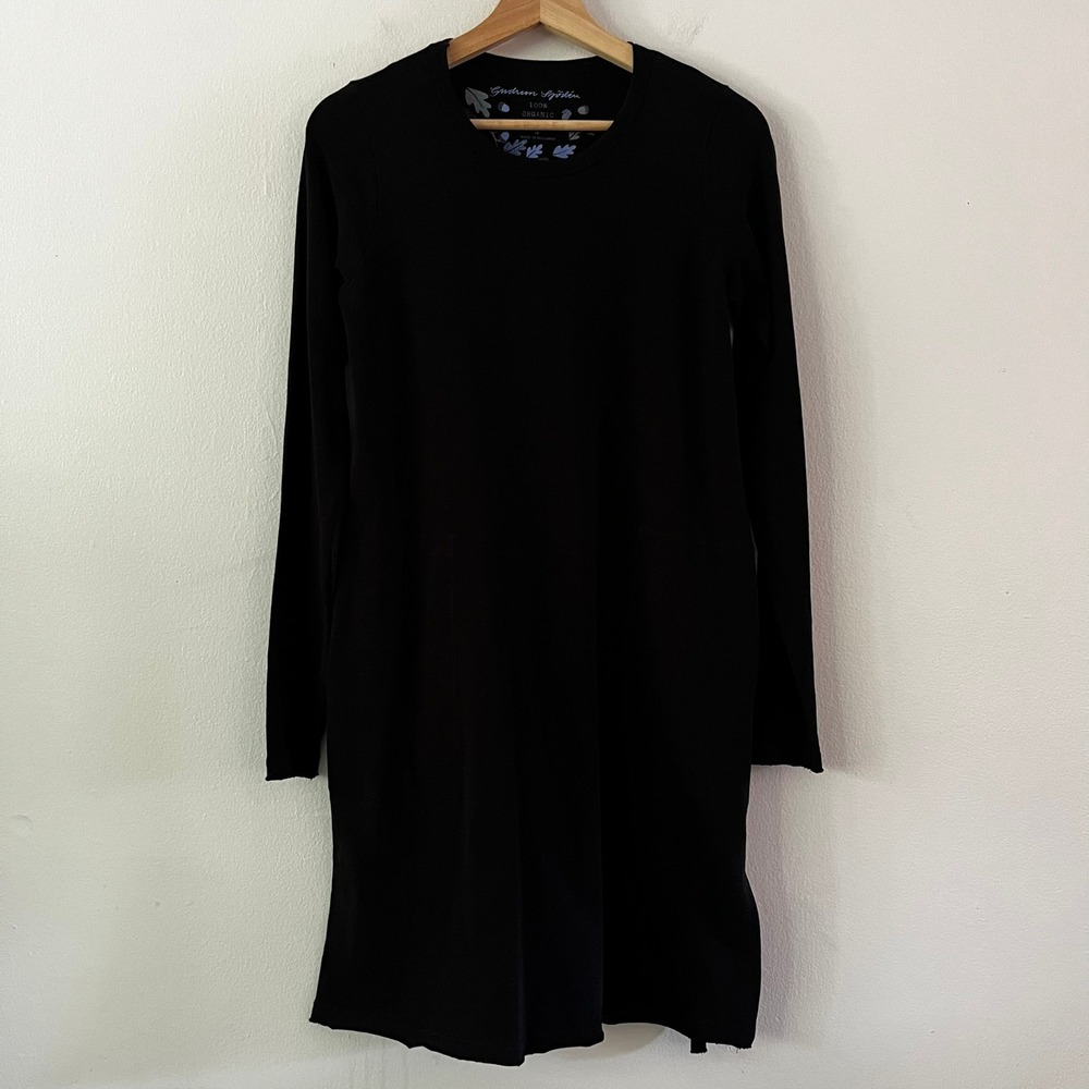 Gudrun Sjogren Cotton Long Sleeve Crew Neck‎ Midi Dress Black size small